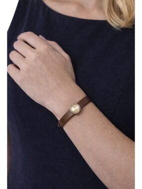 Handmade Brown Leather Bracelet Magnetic Closure Minimalist Boho 5.5”